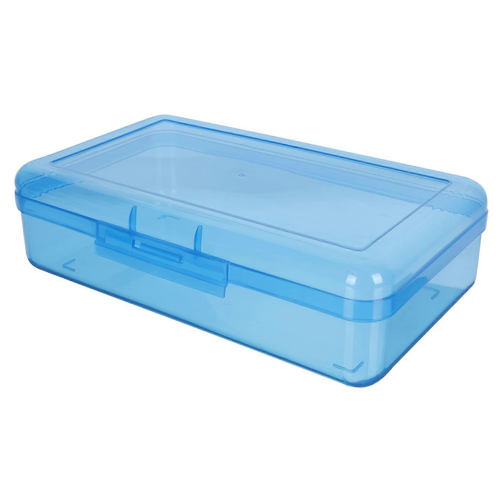 Plastic Pencil Case with Secure Snap Closure, Large Stackable Storage Box for School and Office