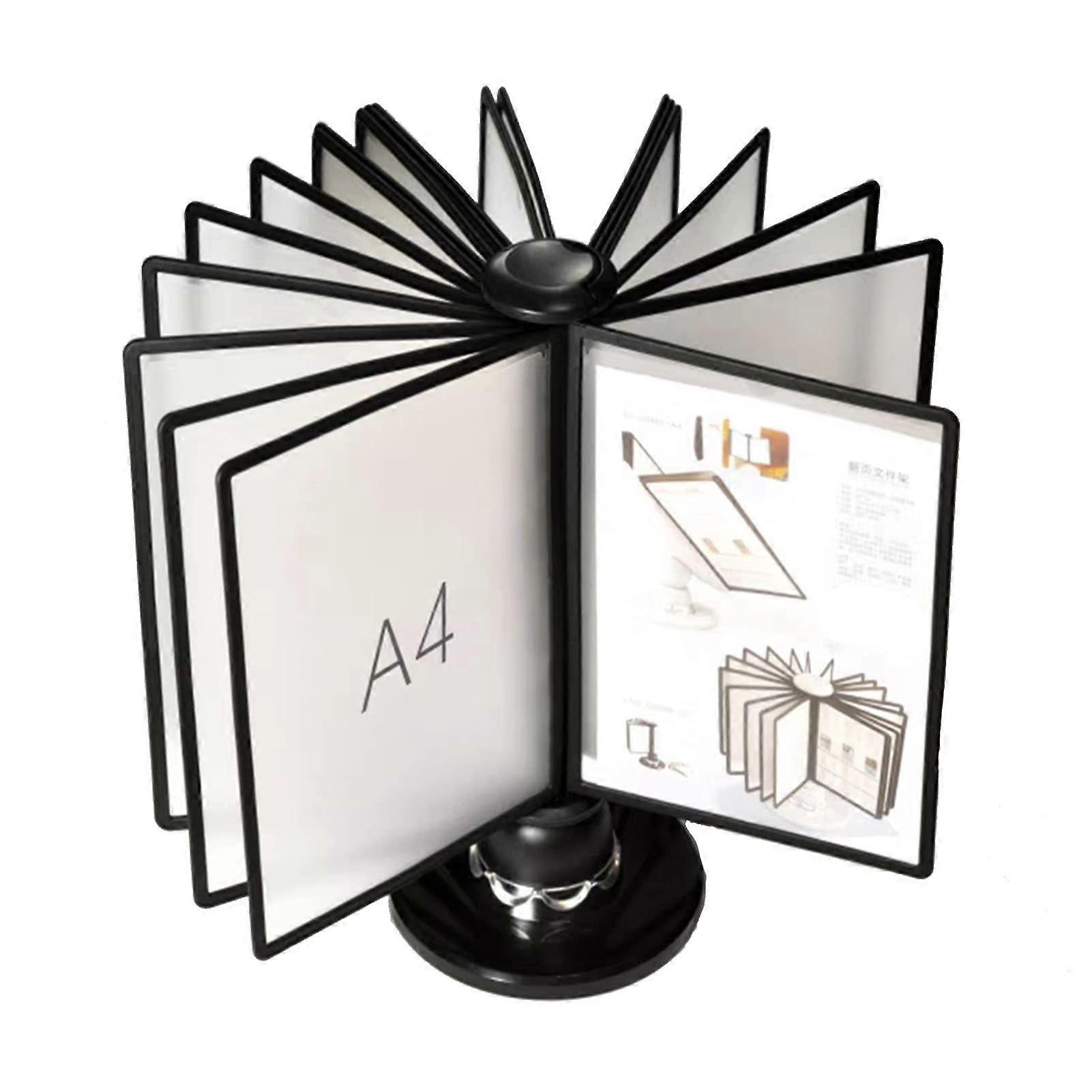 Rotating Catalog Display Rack 20 DualSided Panels Black Desktop Reference System for Office