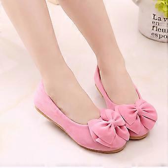 Chaussures pour bébés filles en faux daim, ballerines à bout rond avec nœud, roses, 24 mois (petite/grande enfant)