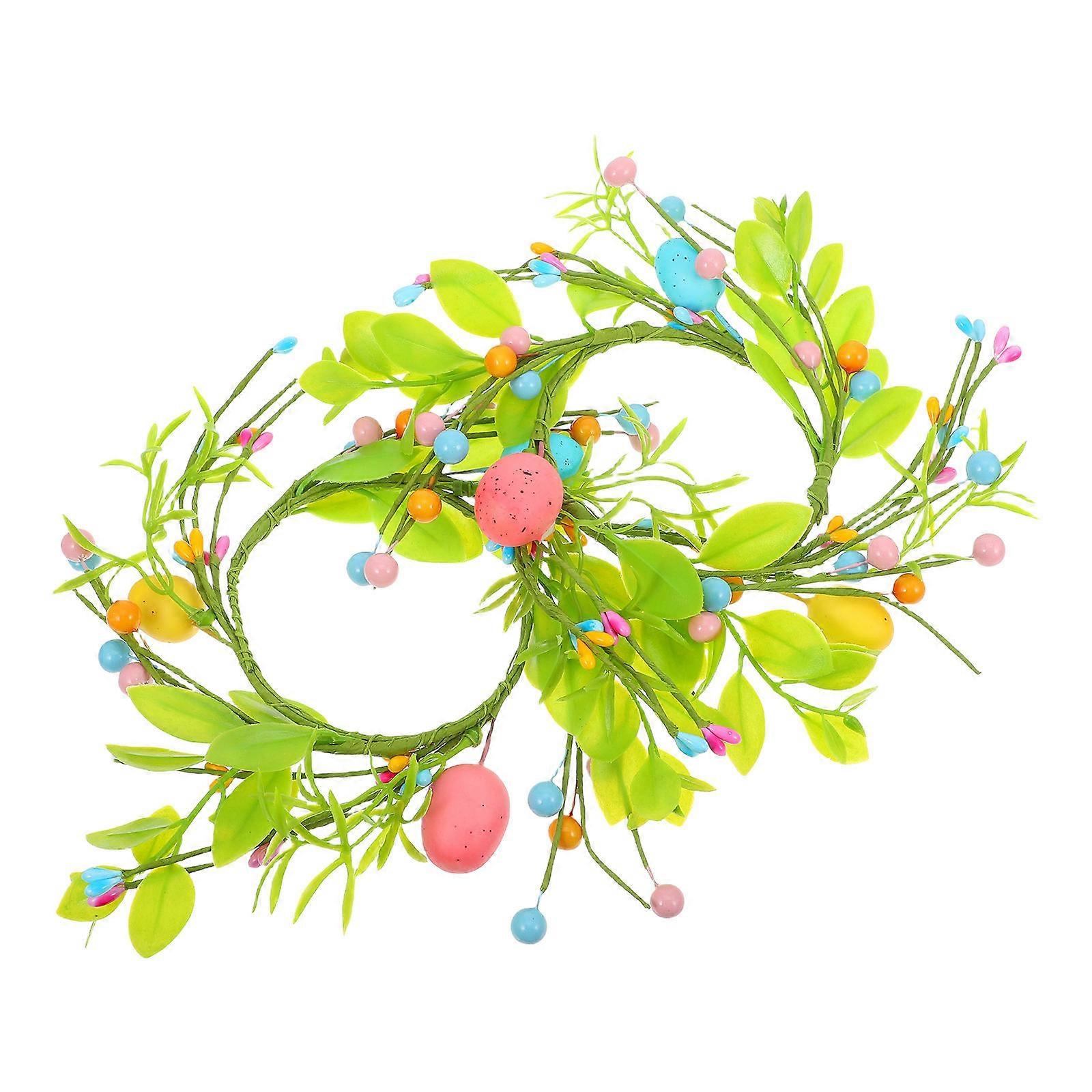 Spring Easter Candle Rings for Pillar Candles 2Pcs Artificial Wreath Decor
