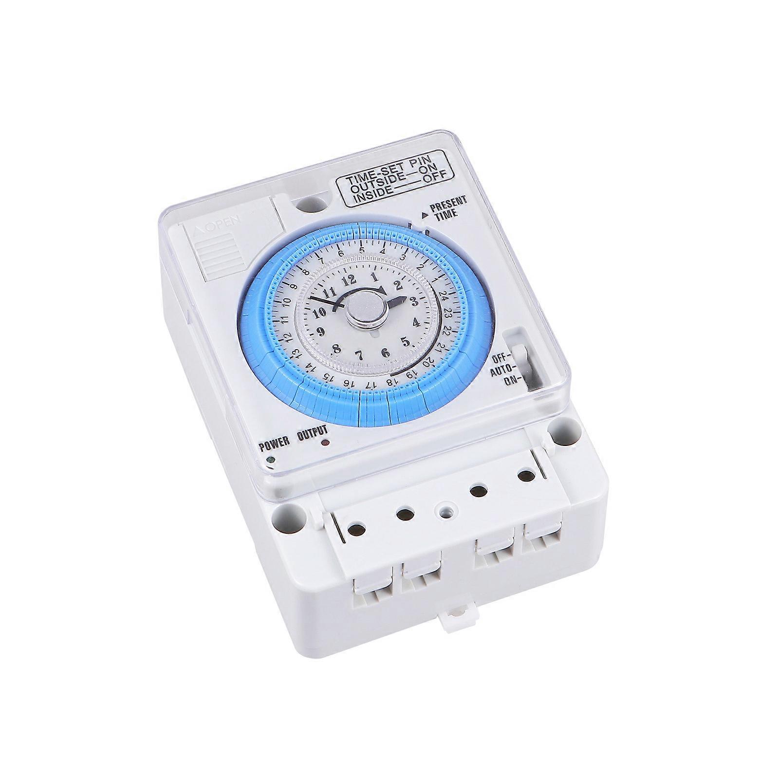 Precise Timer Mechanical Time Control Switch Portable Timer Durable Time Switch Timing Mechan for Home Kitchen (White 48VAC/DC)