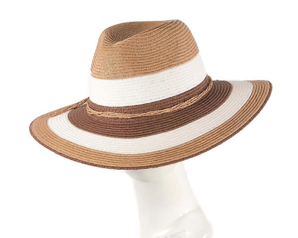 Three Tone Brown Braided Fedora Hat AV61765BRN