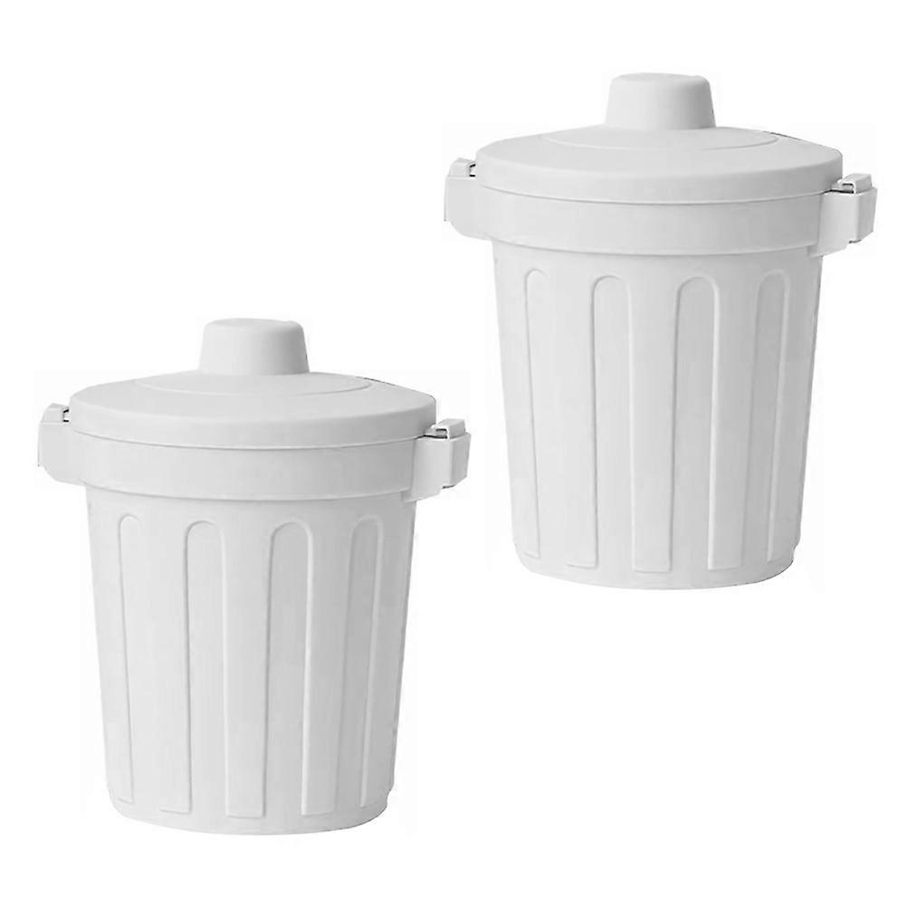 Household Multifunctional Mini Trash Can Plastic Desktop Storage Case 2Pcs