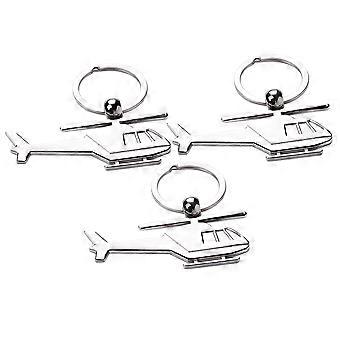 Car Keychain Pendant Helicopter Shaped Zinc Alloy Key Holder Gift Favor for Everyday Use 6.9X3.4CM 1 Set of 3Pcs