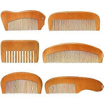 6 Pcs Wooden Combs for Women Men, Natural Sandalwood Comb Set, Wide and Fine