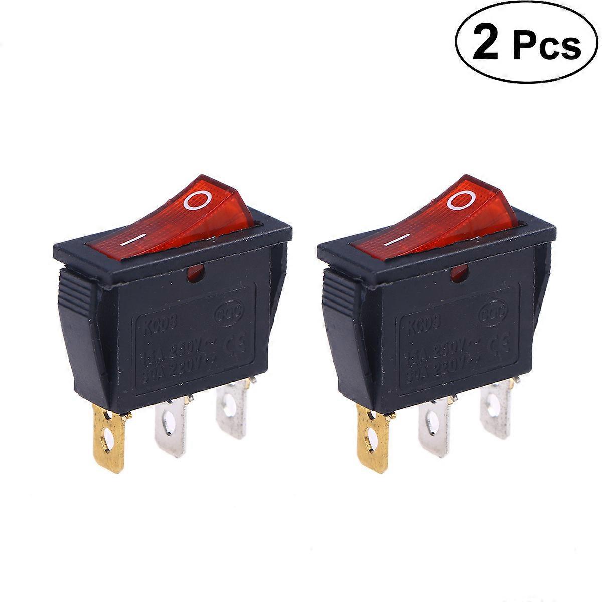 220V Rocker Push Button Ship Type Switch for Light Use 2Pcs Black