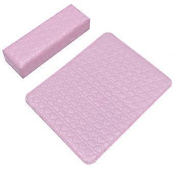 Kwadratowy zestaw poduszek do salonu paznokci Wzór serca Poduszka na rękę Podkładka pod poduszkę PU Skóra PU Manicure Podpórka pod nadgarstek (różowa)