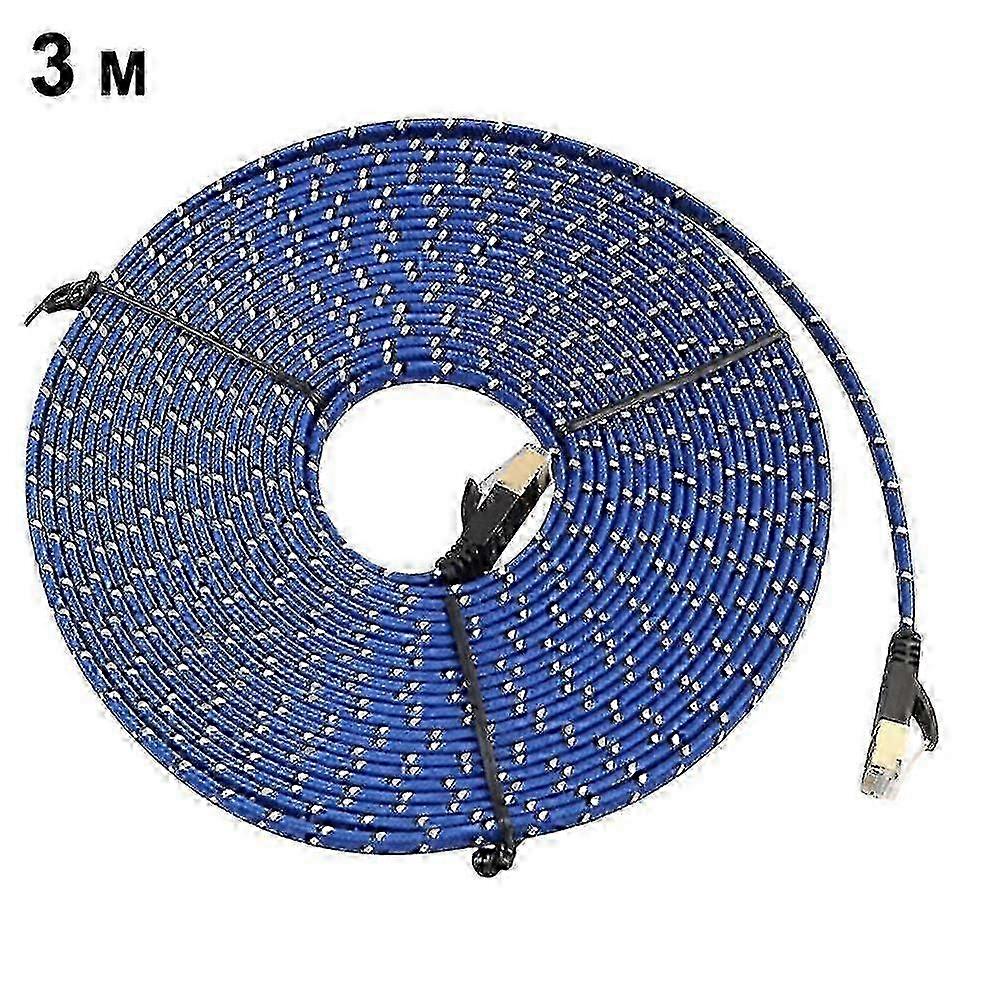 nylon cat 7 ethernet cable , cat7 rj45 network patch cable flat,3m