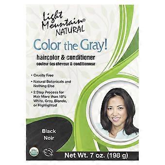 Light Mountain, Color the Gray! Natural Hair Color & Conditioner, Black, 7 oz (198 g), 2-Pack