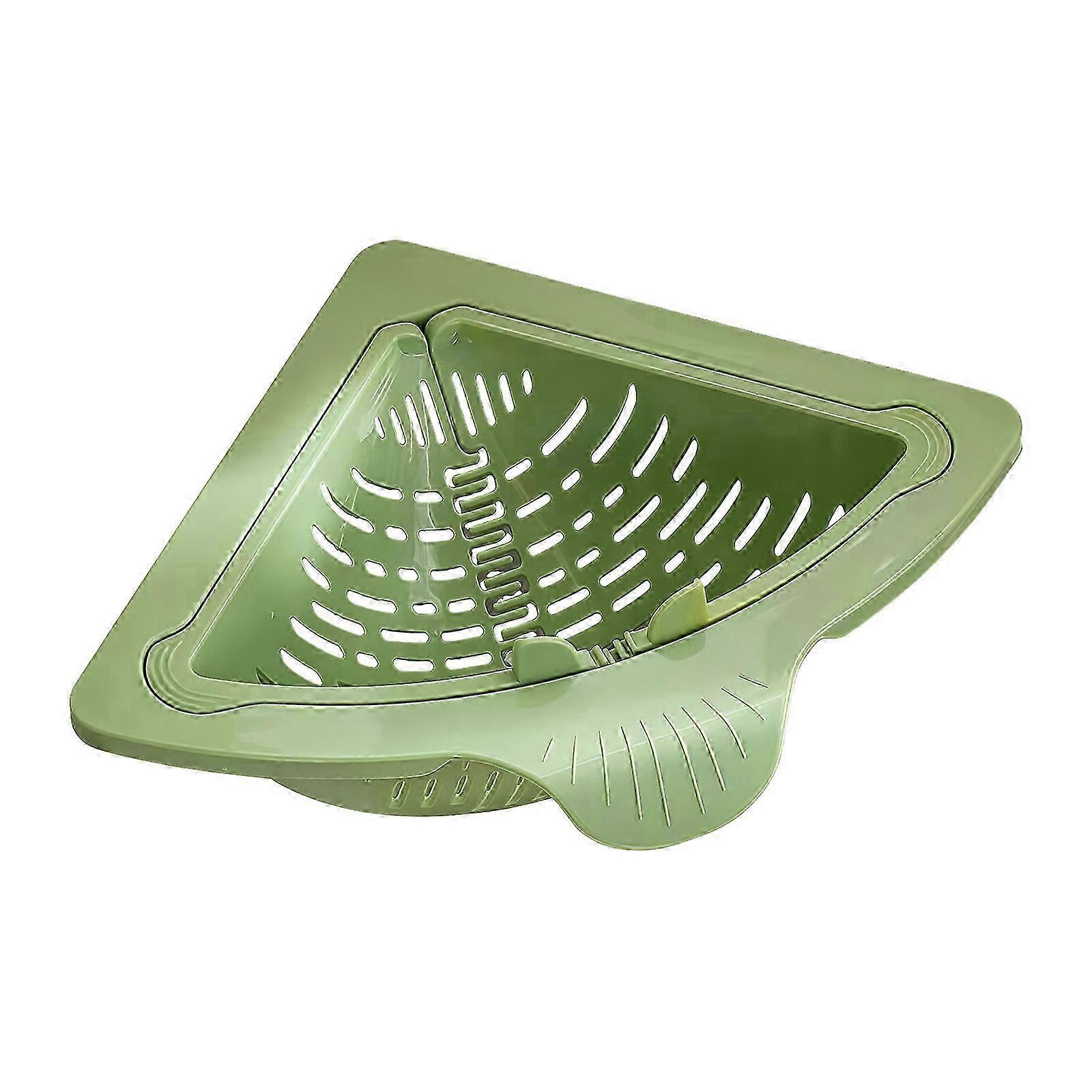 Triangular Magnetic Suction Filter Basket with Twist Open Bottom Kitchen Use Efficient Draining Sink Stainer Drying Rack Green