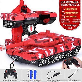 RC Transforming Tank Autobots Toy - Remote Control Robot & Tank for Kids - Fun Gift with Lights & Music - 2 Batteries Included