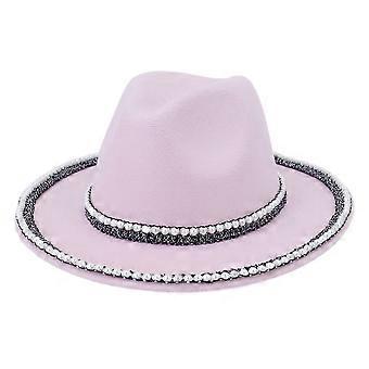 Nouveau style français Femmes Laine Fedora Chapeau avec Décoration Perle Fait Main Élégant Dame Hiver Large Brim Chaud Jazz Chapeau Mariage