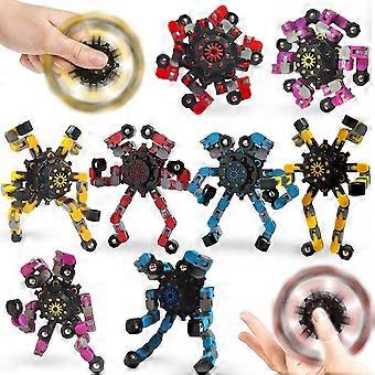 8Pcs Fidget Spinners,DIY Deformable Robot Fingertip Toys ,Decompression Spinner,Deformable Creative Mechanical Gyro Toys,Stress Relief Mechanical Chai