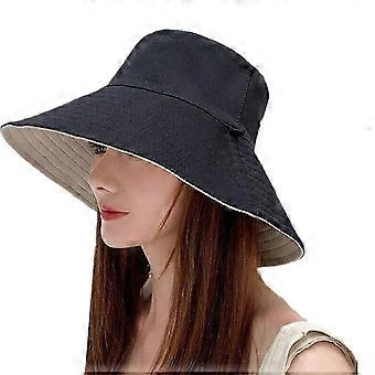 Ladies Holiday Reversible Wide Brim Bucket Sun Hat Foldable Summer Hot