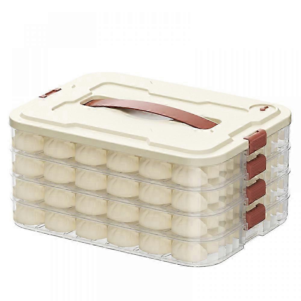 Dumpling Storage Container with Handle, Food Grade BPA Free Stackable Plastic Box with Timer, Transparent Multi-layer Design for Kitchen Organization