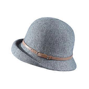 Basin Hat British Style Woolen Casual Hat with Rolled Brim Faux Leather Strap Women Autumn Winter Urban Hat KAESI
