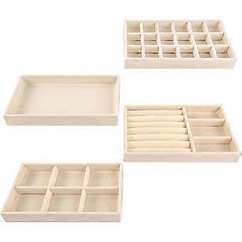 Bandeja de terciopelo para joyas, juego de 4 organizadores de joyas, cajn de almacenamiento de joyas, cajn separador apilable, bandejas organizadoras 