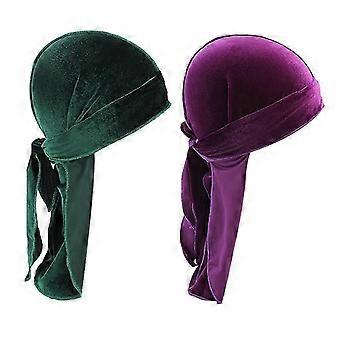 Hellery 2-delige fluwelen bandana/muts/durag voor dames en heren, islamitische hoofdbedekking/beanie/chemo-muts PL