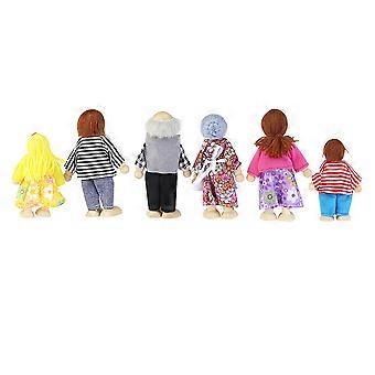 Wooden Dolls Toy for Kids Creative Pretend Play 6Pcs Family Set