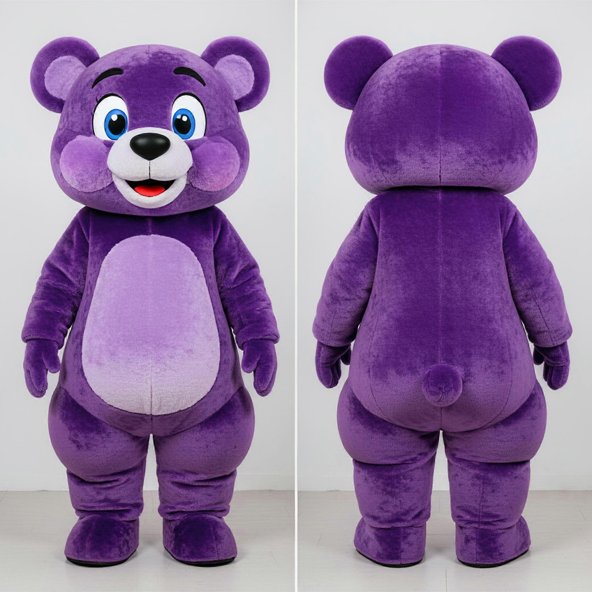 MASTICOT Velvet Purple Broad Shouldered Bear Mascot