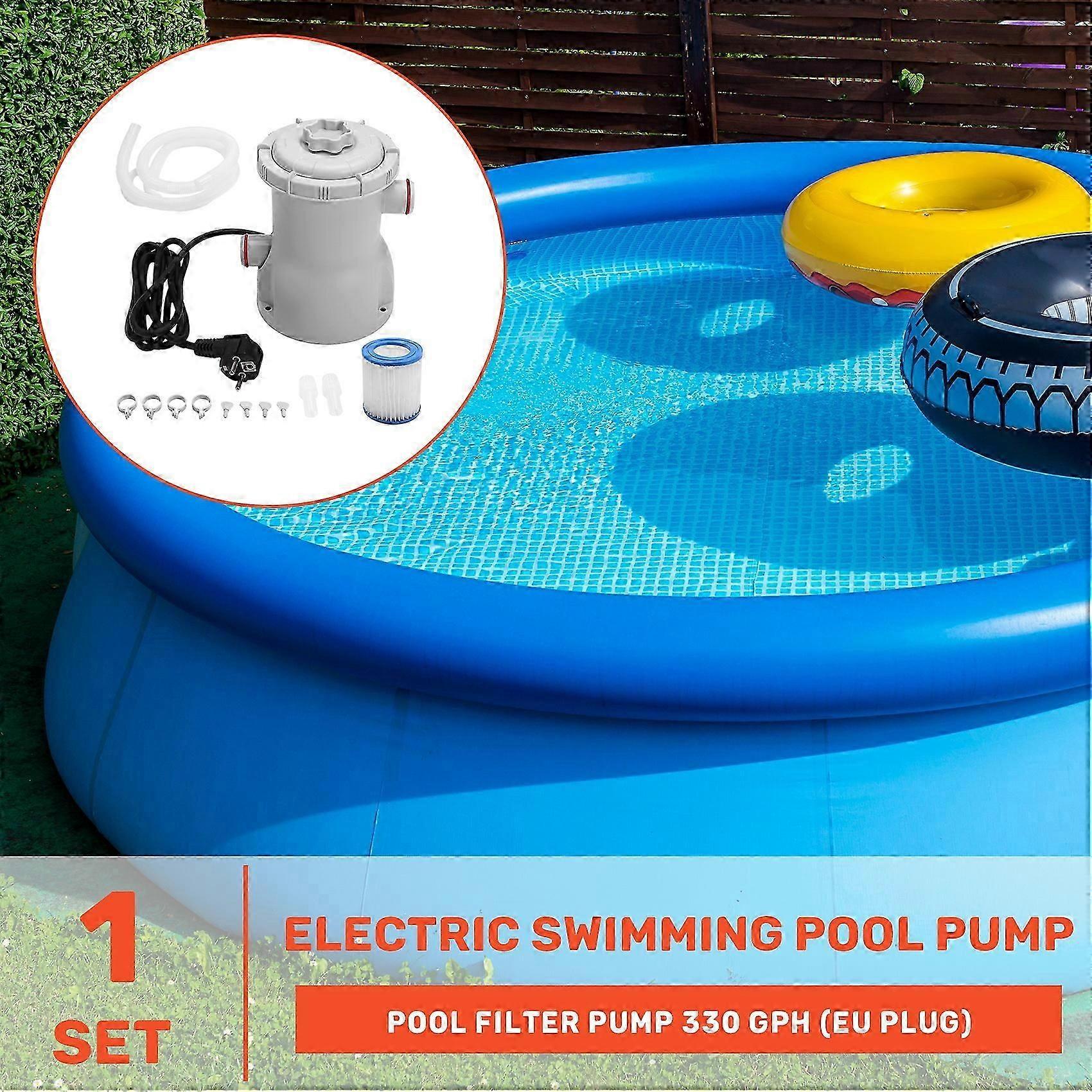Pool Filter Pump, 330 GPH Electric Paddle Pool Filter, Small Pool Filter Pump (EU Plug)-SNNGV