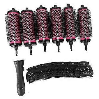 6pcs/set 3 Sizes Detachable Handle Hair Roller Brush With Positioning Clips Aluminum Ceramic Barrel