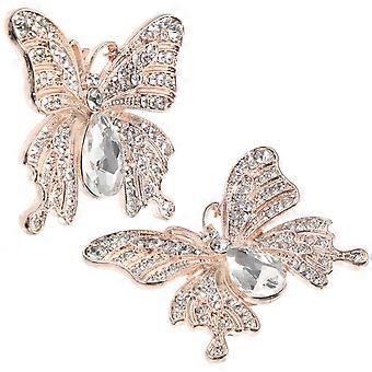 Golden Rhinestone Butterfly Shoe Clips for Decoration 1Pair Removable Charms