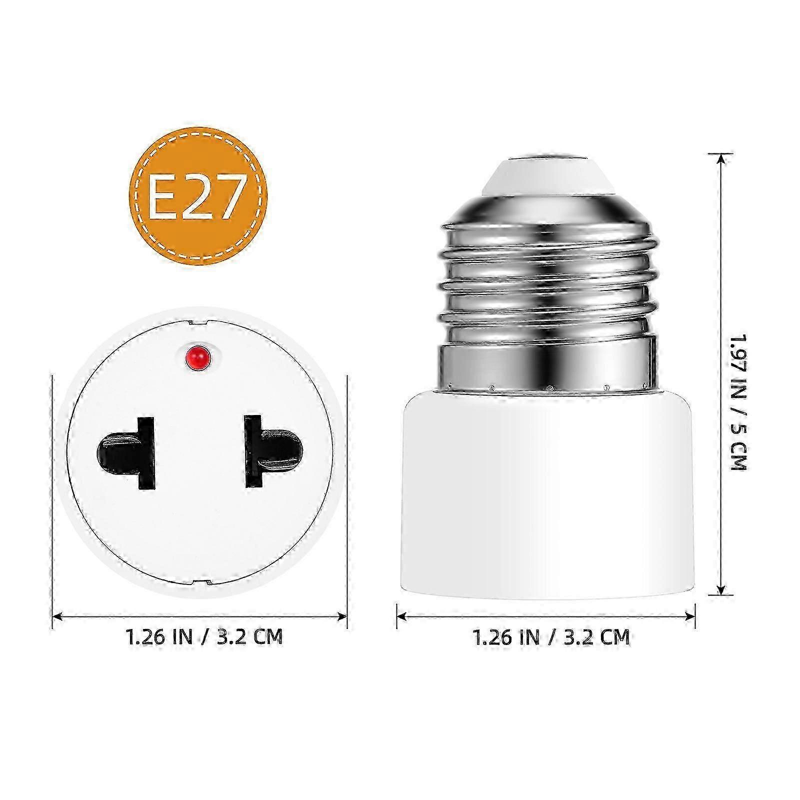 2pcs Light Socket to Plug Adapter E27 Socket to 2-prong Light Socket Outlet