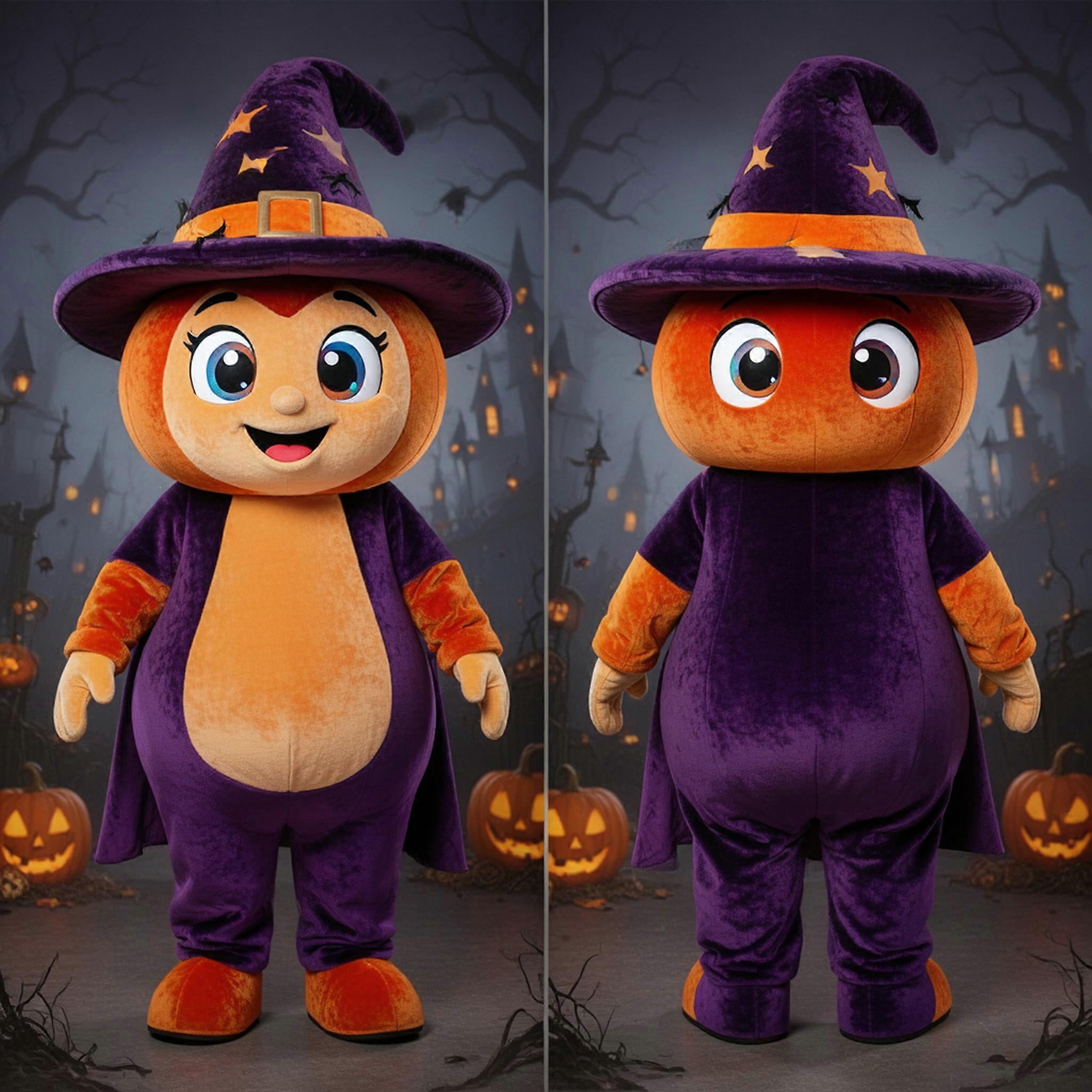 MASTICOT Rust Orange Velvety Witchs Hat Mascot