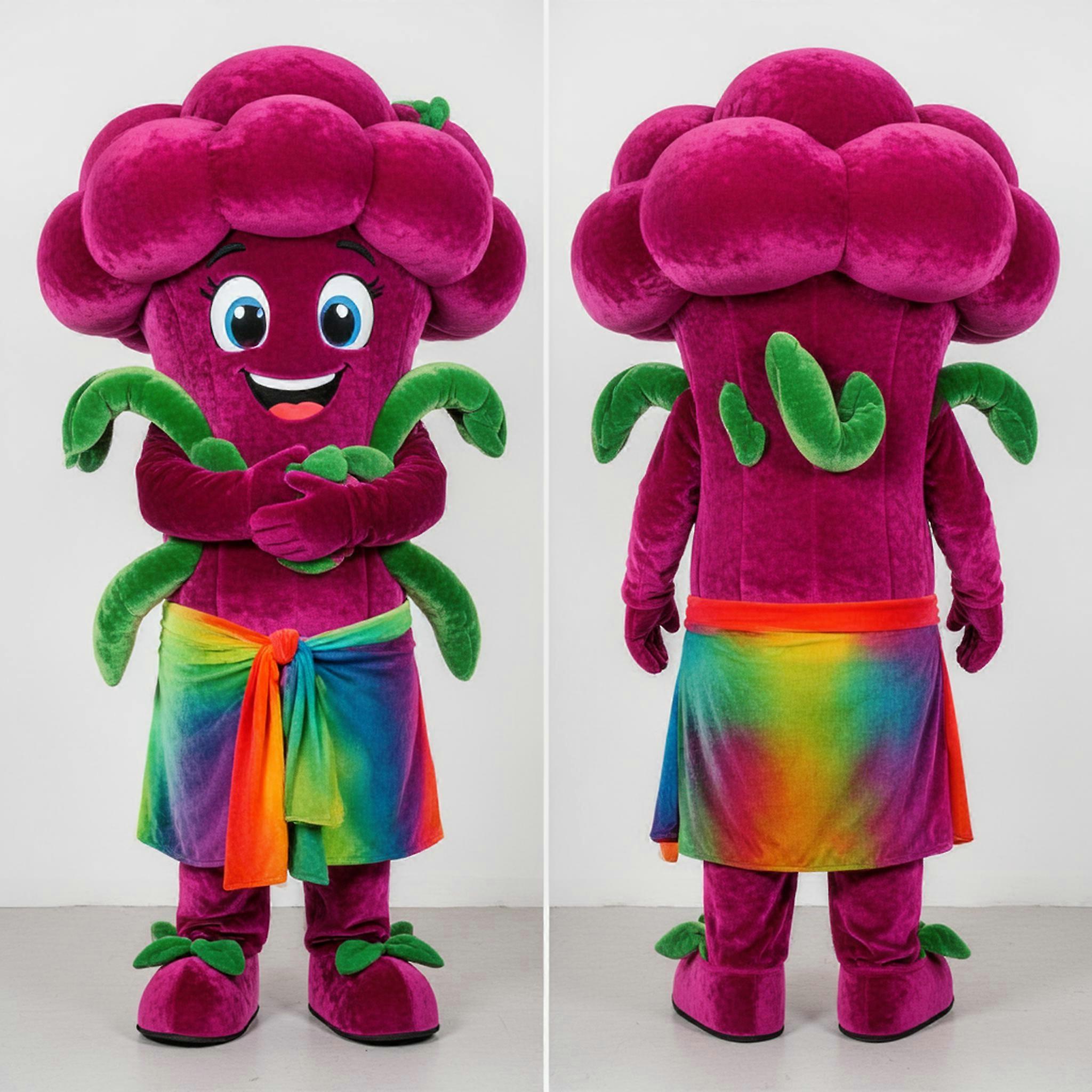 MASTICOT Magenta Velvety Broccoli Mascot