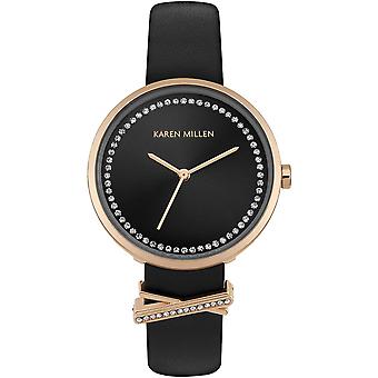 Karen millen embellished edge watch for Women Analog Quartz with Cowskin Bracelet KM174B