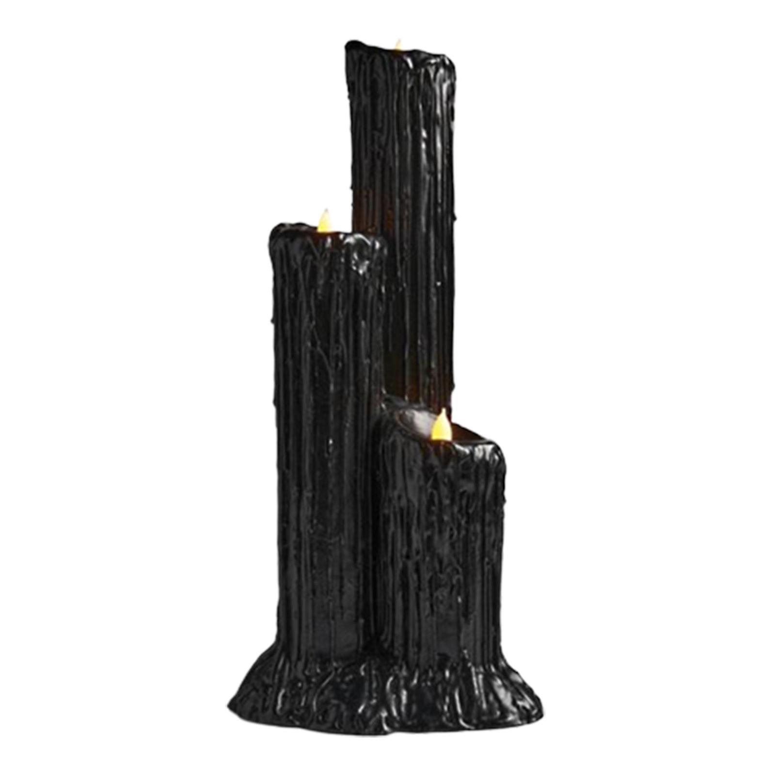 Faux Wood Resin Lights Halloween Led Candles For Home Decor