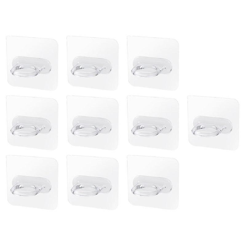 6.5X6.5cm Transparent Utility Hooks 10pcs Punch Free Adhesive Bathroom Storage Rack Storage Shelf (t