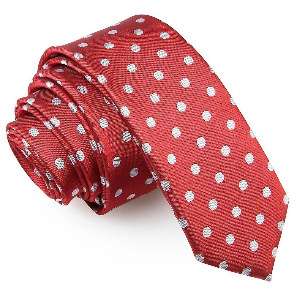 Dark Red Polka Dot Classic Skinny Tie