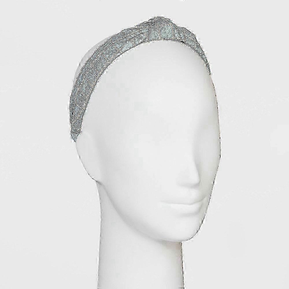 Universal Thread Plaid Top Knot Headband, Blue, 1 Ea