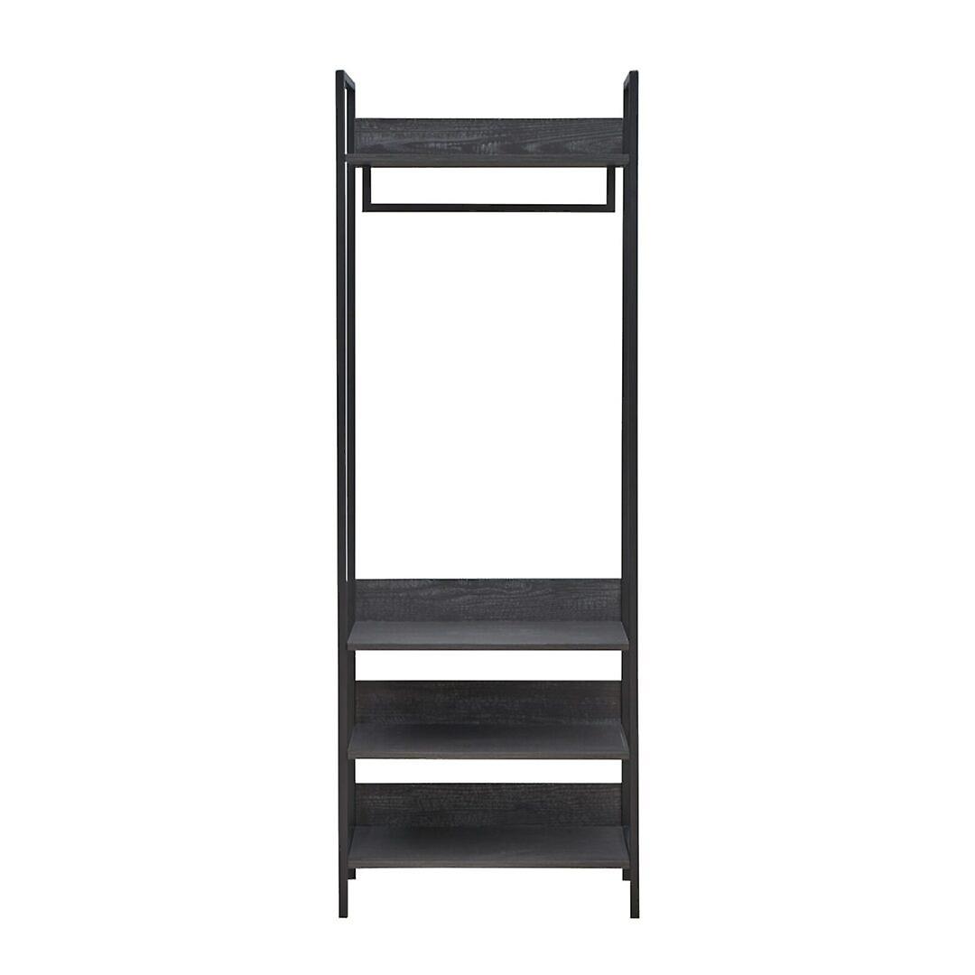 Kahra Open Wardrobe With 4 Shelves Black