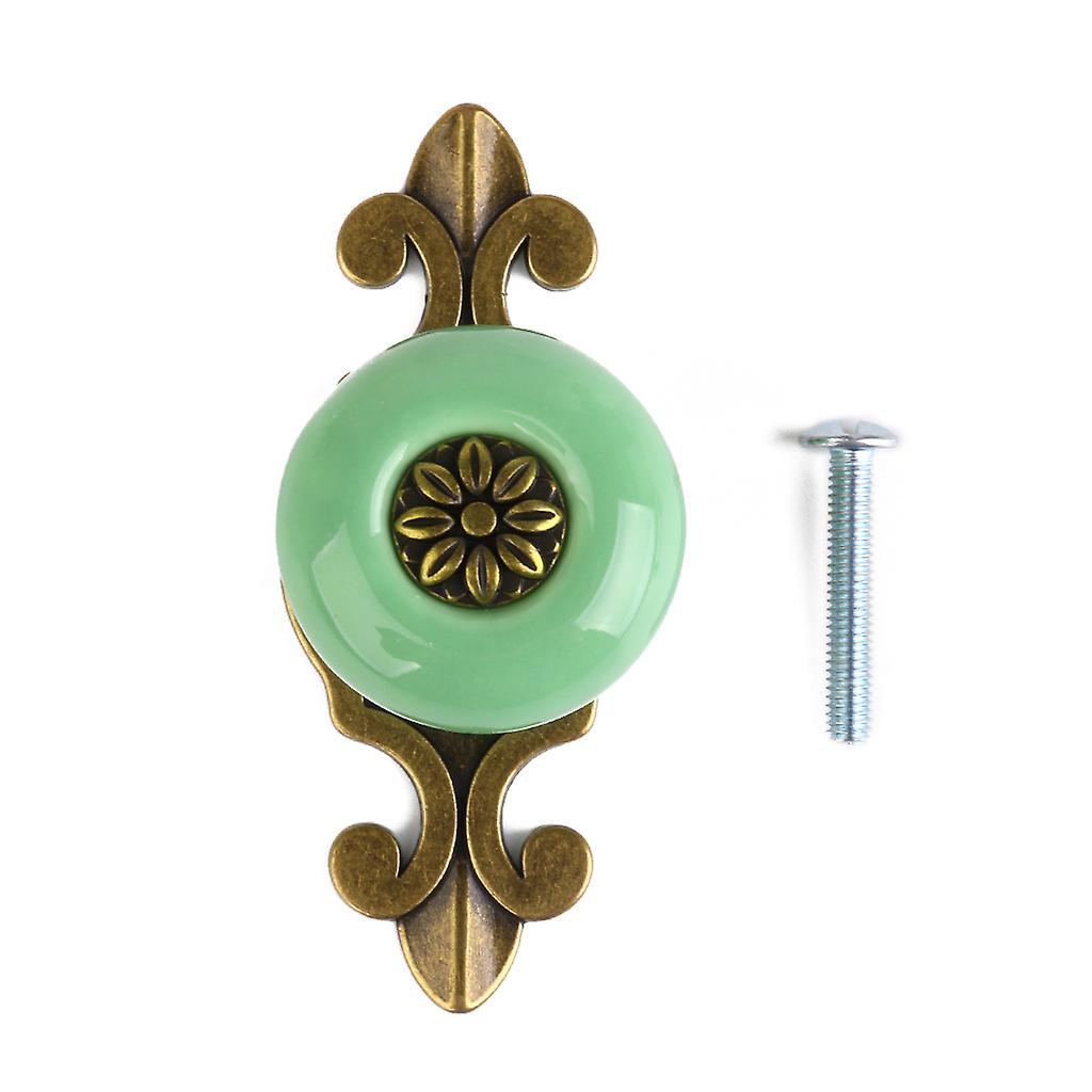 Ceramic Drawer Door Cabinet Pull Handle Knob Round Handles 1pcs Green
