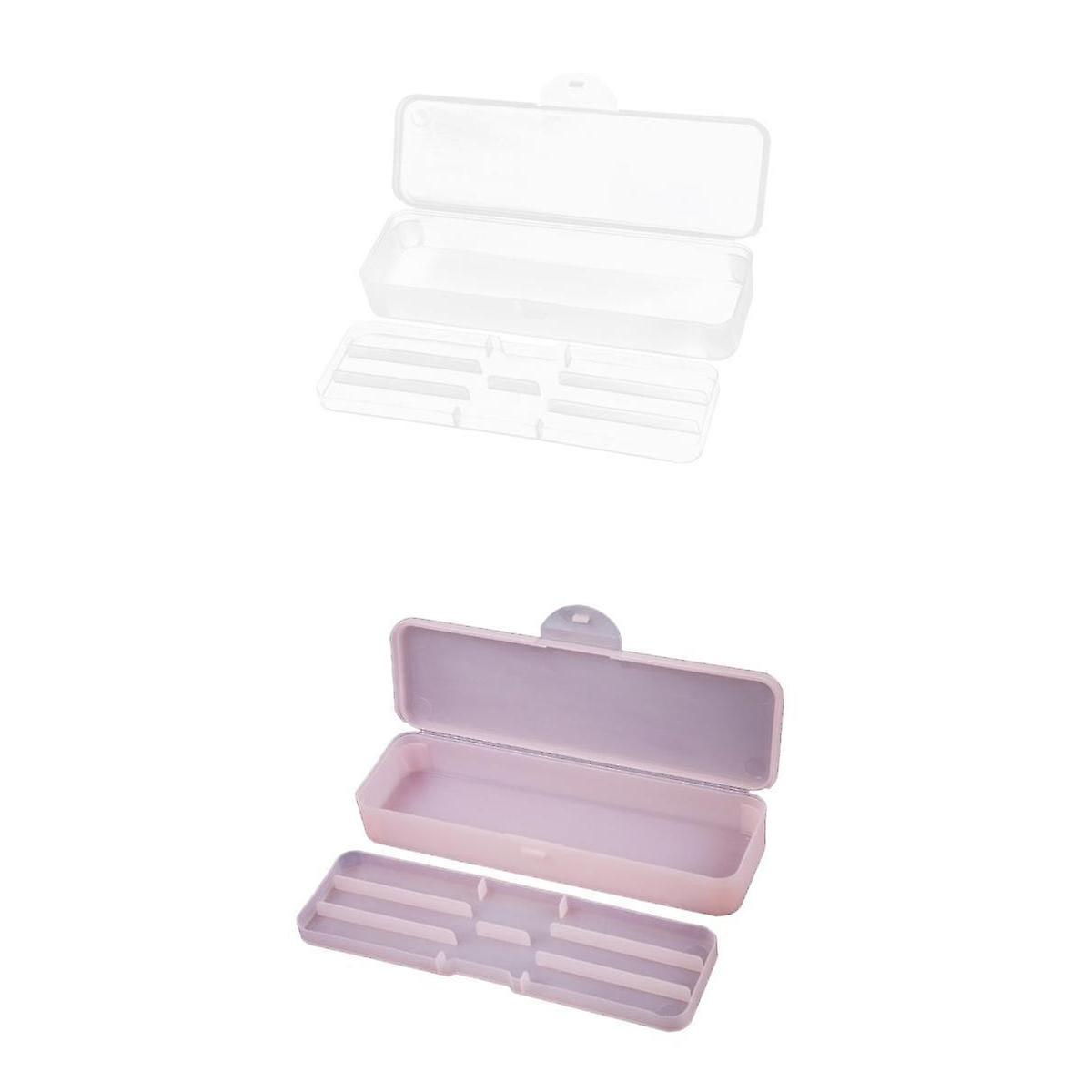 2x Double Layer Storage Box Nail File Dotting Drawing Brush Container Case