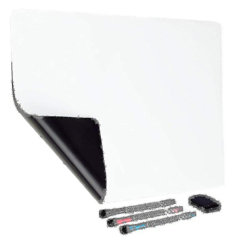 1 Set Koelkast Whiteboard Met Markers Eras Erasable Dry Erase White Board Record Note Remind Message Soft A3 A4 Size Magnetic Whiteboard Home Office Gebruik Qin