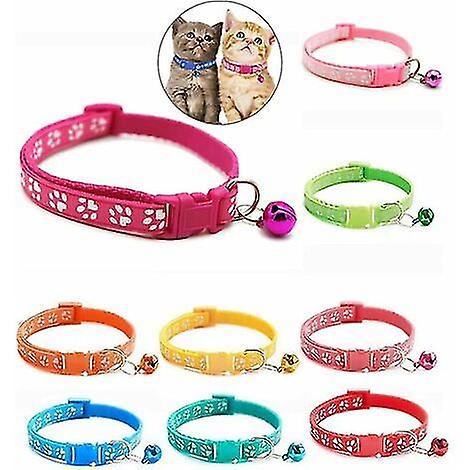 Cat Anti Strangulation Collar 9 Pcs,adjustable Cat Kitten Puppy Collar With Bell And Safety Buckle, Fits Most Household Cats