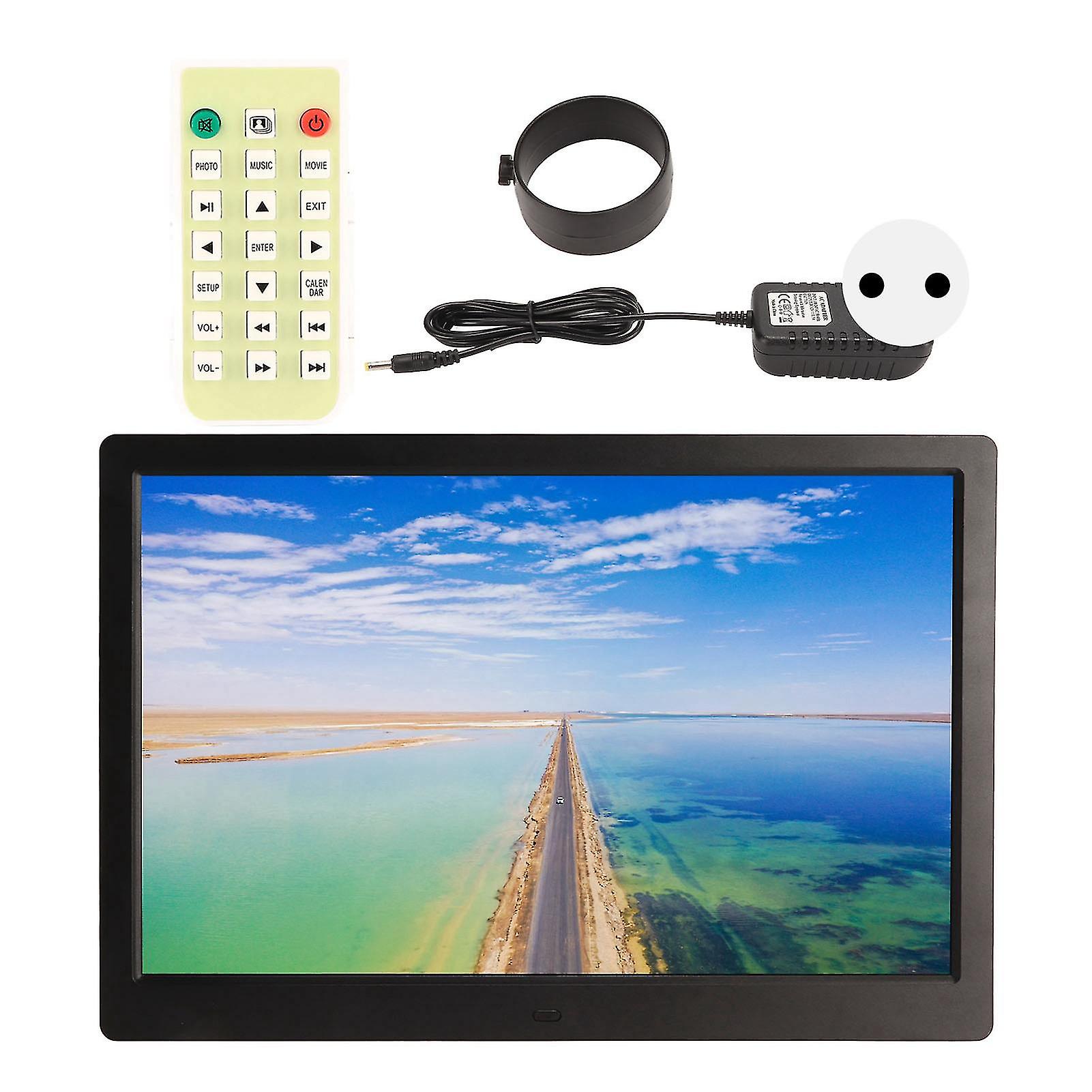Digital Picture Frame with LED Screen, IR Remote, Desktop Stand, 100-240V EU Power