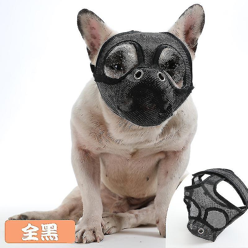Short Snout Dog Muzzles,bulldog Muzzle Adjustable Breathable Mesh Dog Muzzle For Briting Chewing