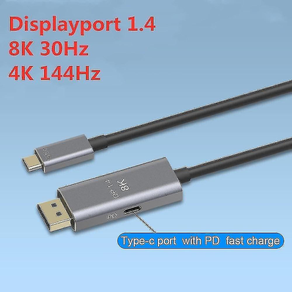 Usb C To Displayport 1.4 8k Cable With Usb C Pd 8k@60hz 4k@144hz For Pro