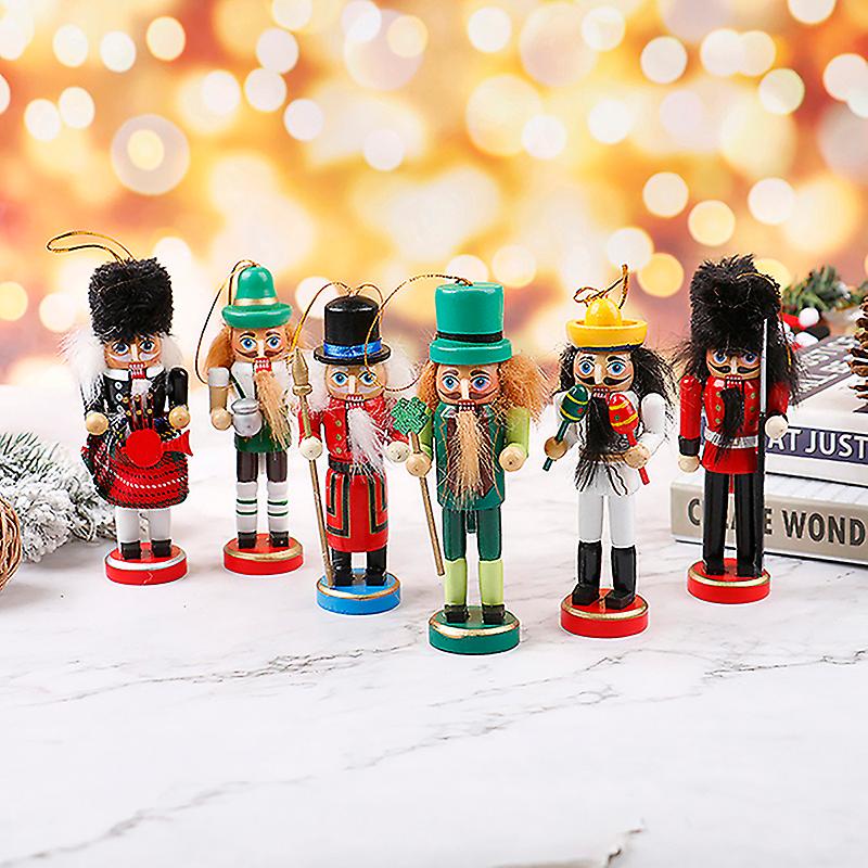 1pc Christmas Doll 12cm Nutcracker Puppet Soldier Xmas Tree Pendant Home Decor