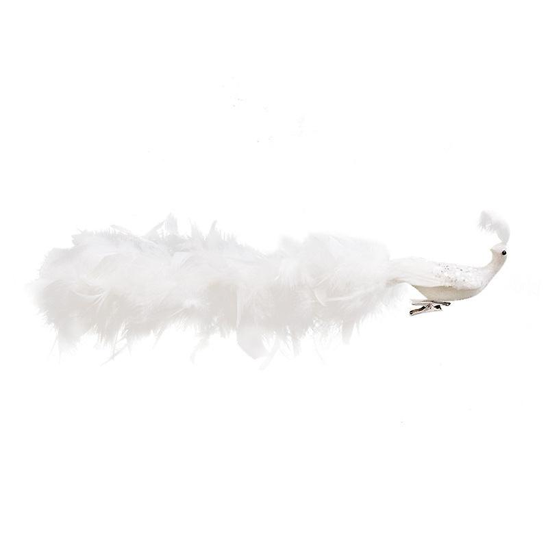 Christmas Gift Xmas Artificial White Peacock Tree Decorations Natural Feather Handicraft