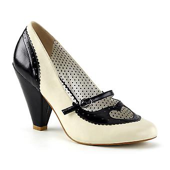Pin Up Couture Womens Pumps Poppy-18 Black-cream Faux Leather