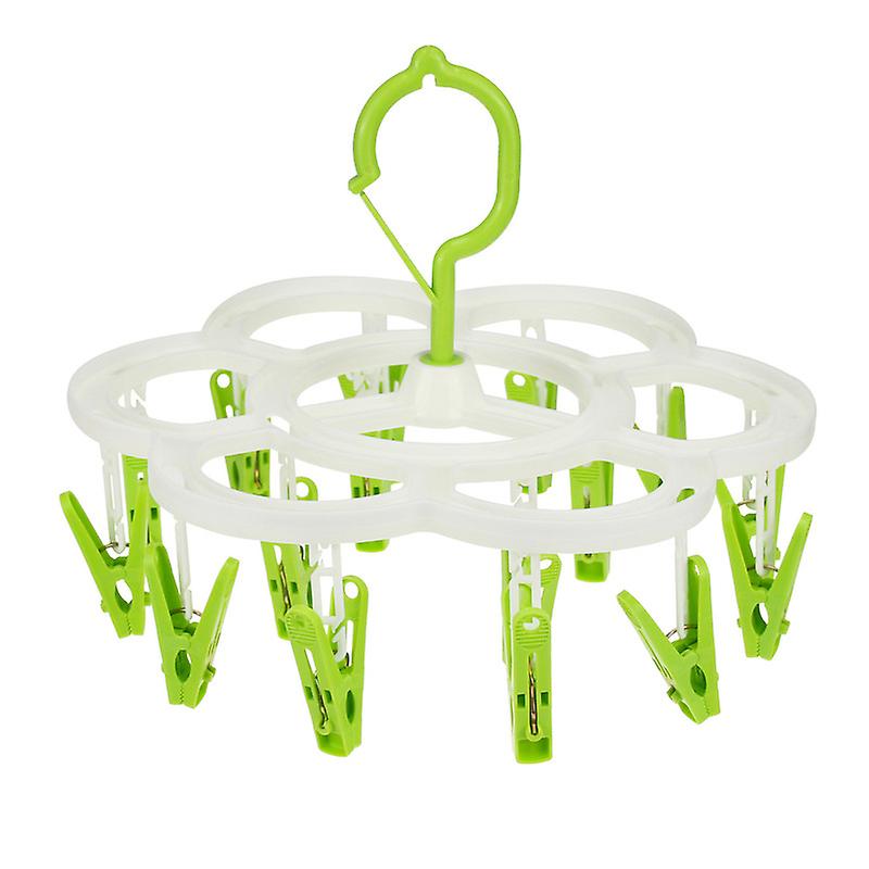 Hanging Tumble Dryer With 16 Pegs Rotary Drying Carousel Green