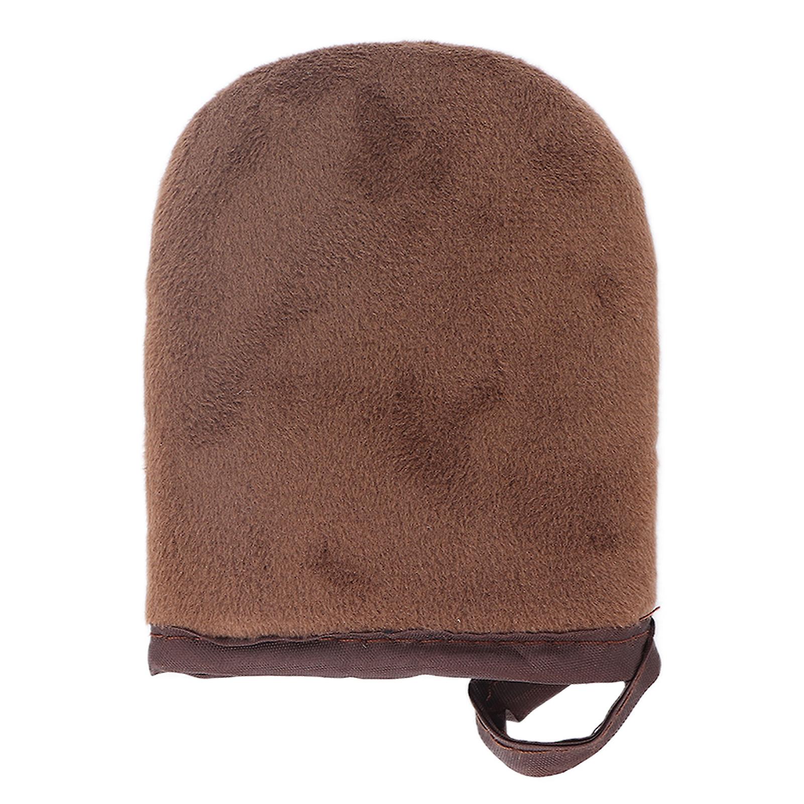 Flocked tanning gloves, self-tanning lotion applicator, small self-tanning glove, brown