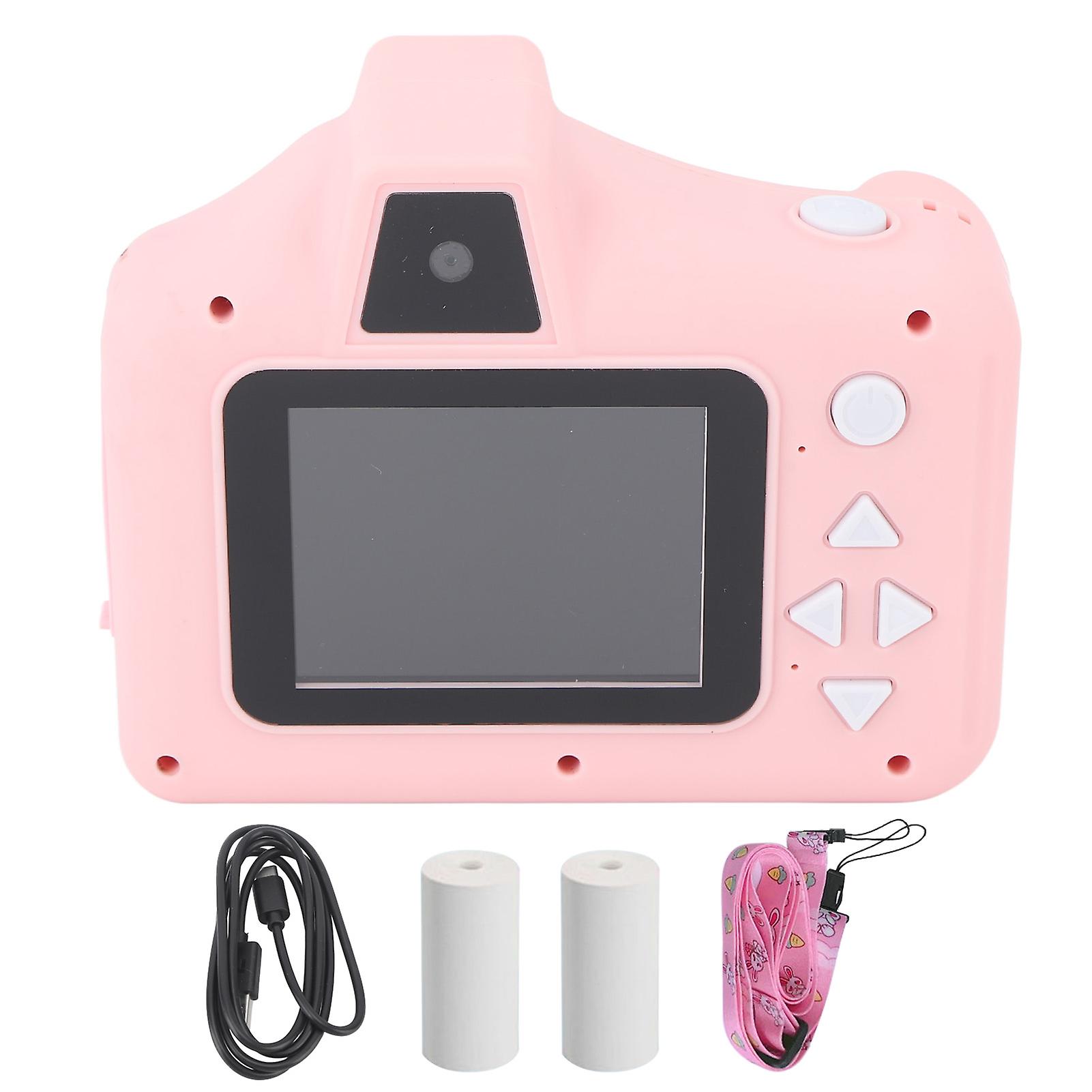 Appareil photo numérique instantané pour enfants, 1080p, double objectif avant et arrière, mini appareil photo reflex numérique pour enfants, rose