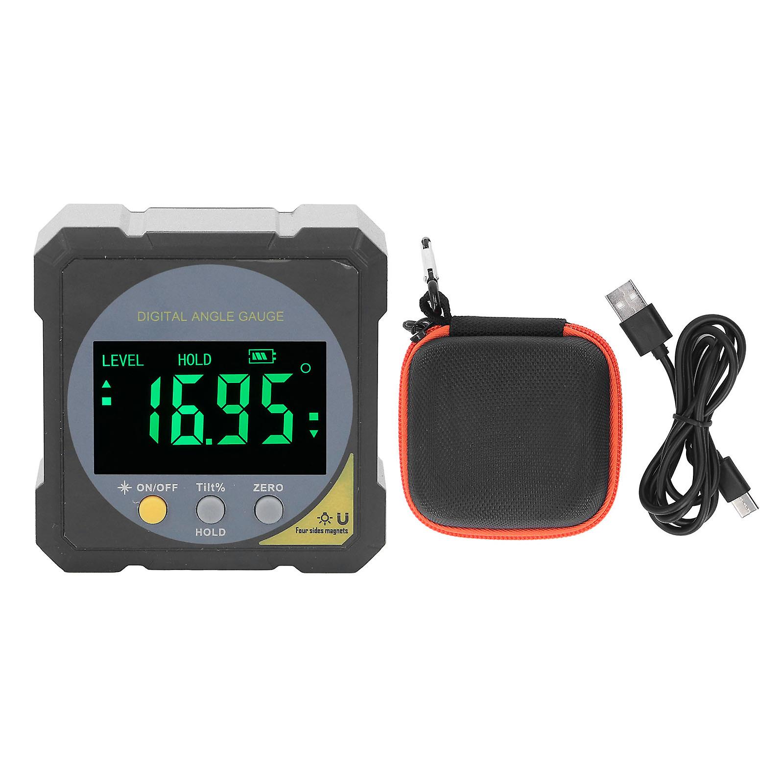 Uadme Angle Finder, Digital Inclinometer, Black LCD Angle Finder Backlit IP54 Waterproof Digital LCD Screen Magnetic Angle Gauge Inclinometer